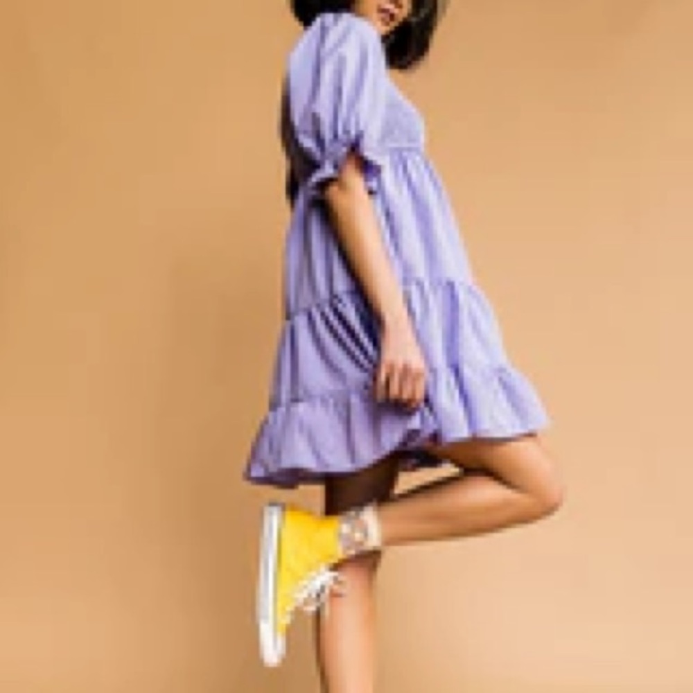 Purple Tea time gingham skater dress - Dressed In LaLa